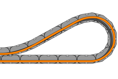 e-chain® rendszerben vezetett hidraulikatömlő