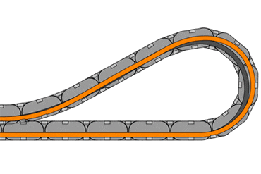 e-chain® rendszerben vezetett hidraulikatömlő