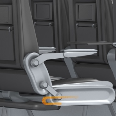 Repülőgép belső tere: vízszintes ülésbeállítás e-chain energialánccal