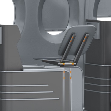 A repülőgép belső tere: siklócsapágyak az asztal bővítéséhez