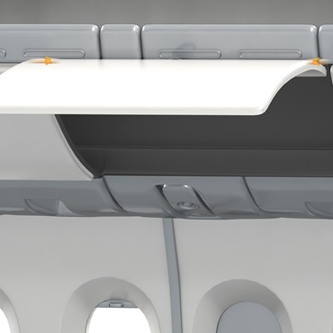 A repülőgép belső tere: iglidur siklócsapágyak a csomagtartó rekeszek ajtajában